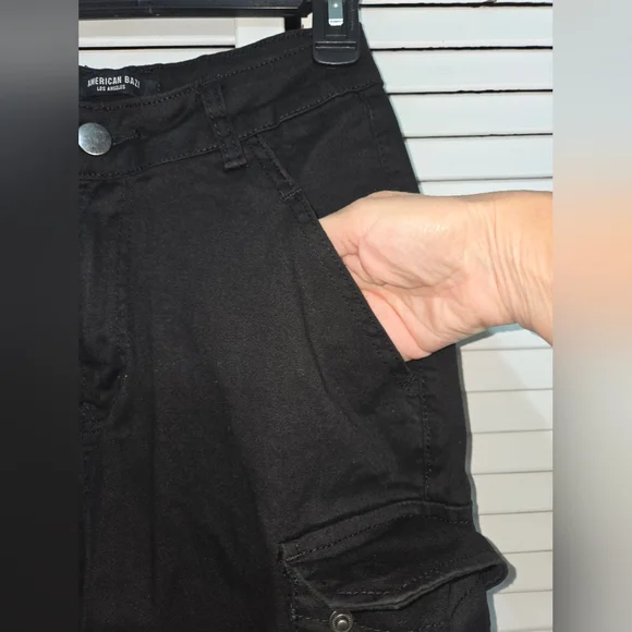 American Bazi Women's S Black High Waisted Cargo Pants - Picture 3 of 12